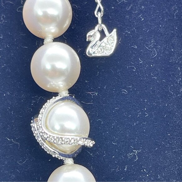Swarovski Nude Bracelet Pearl Crystal Pavé Ring Rhodium Retired Formal Holiday - Picture 8 of 16